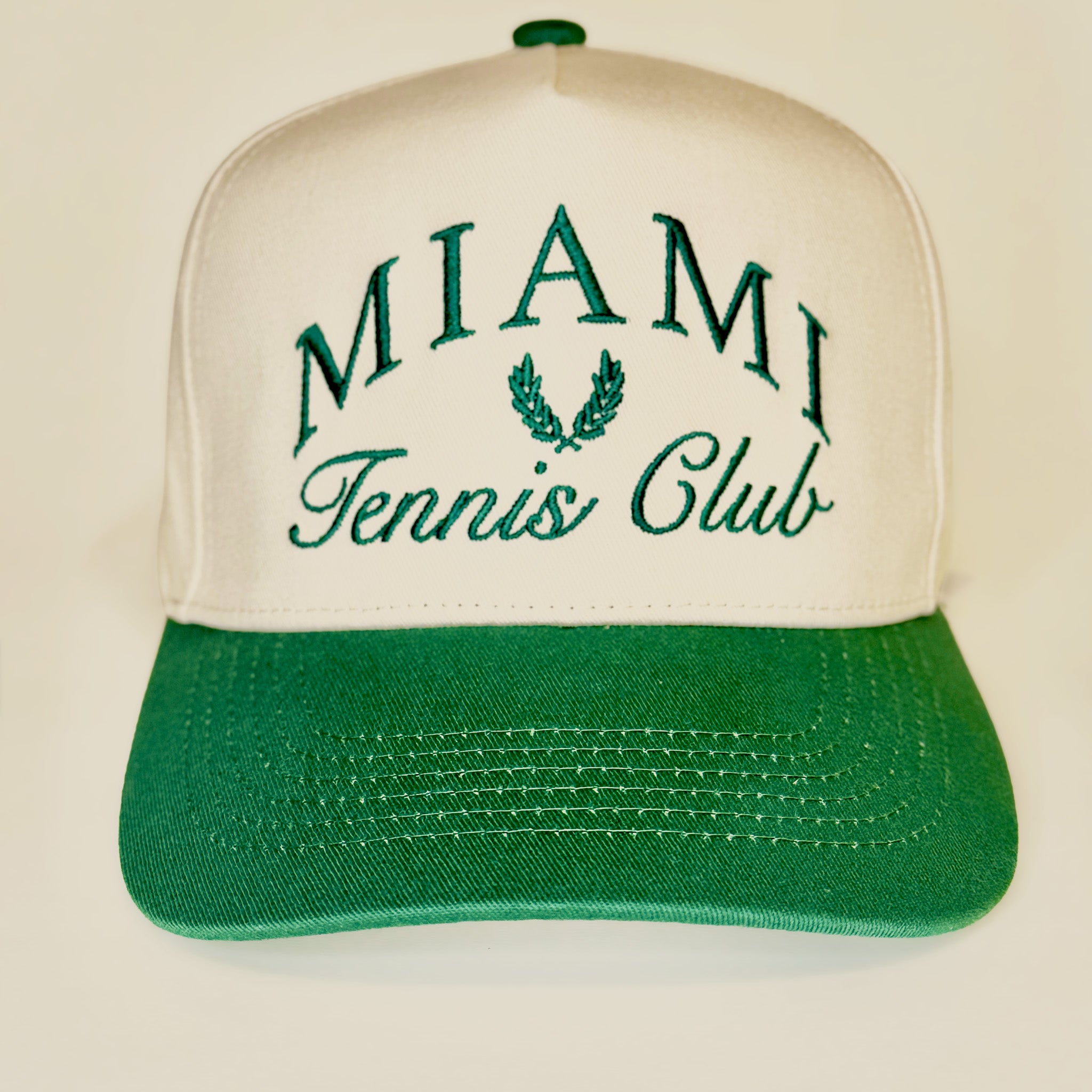 Miami Tennis Club Hat – Retro Green & White Cap | Sporty  display picture 3