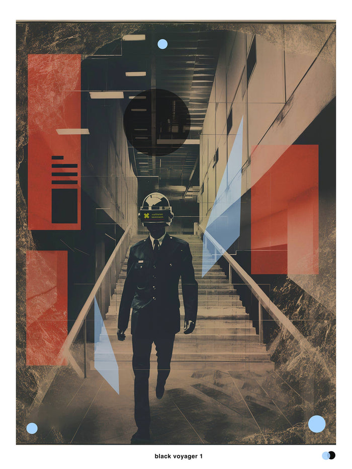 Black Voyager 1 collage art print - Wynwood Shop