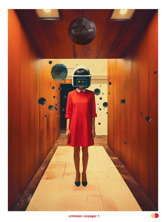 Crimson Voyager 1 collage art print - Wynwood Shop