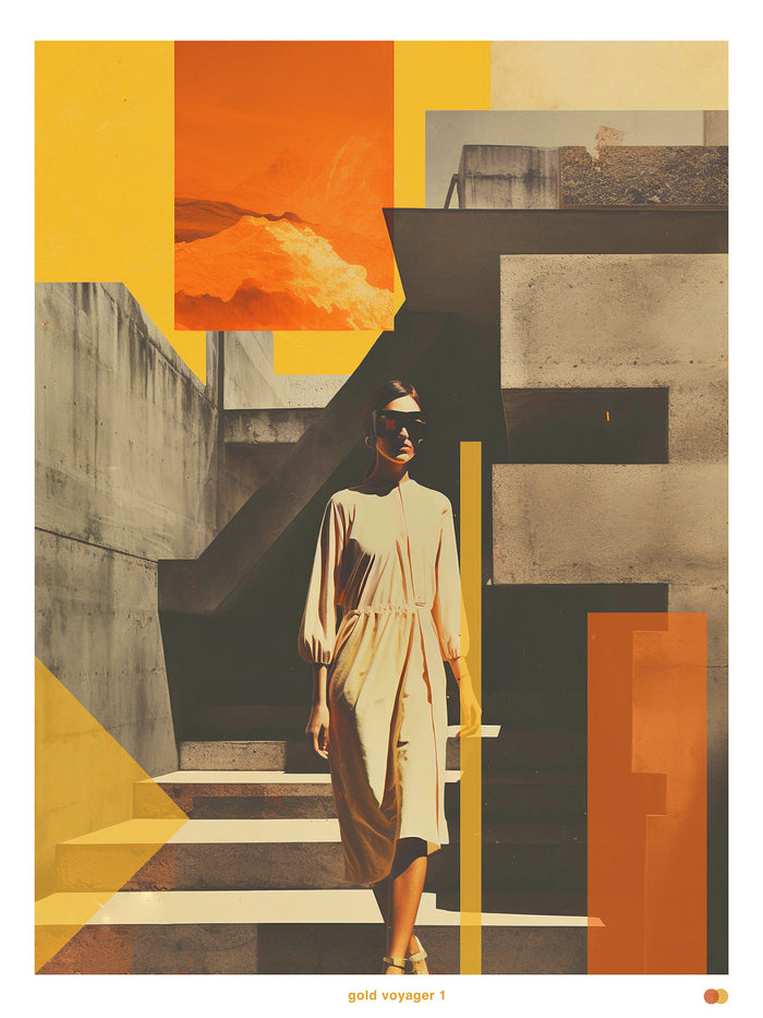 Gold Voyager 1 collage art print - Wynwood Shop