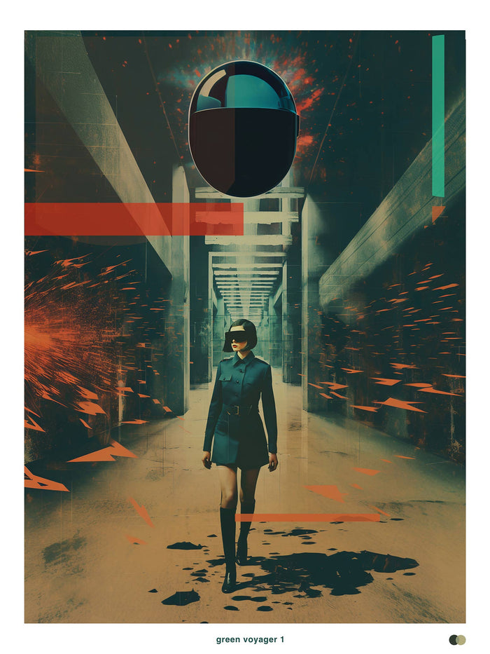 Green Voyager 1 collage art print - Wynwood Shop