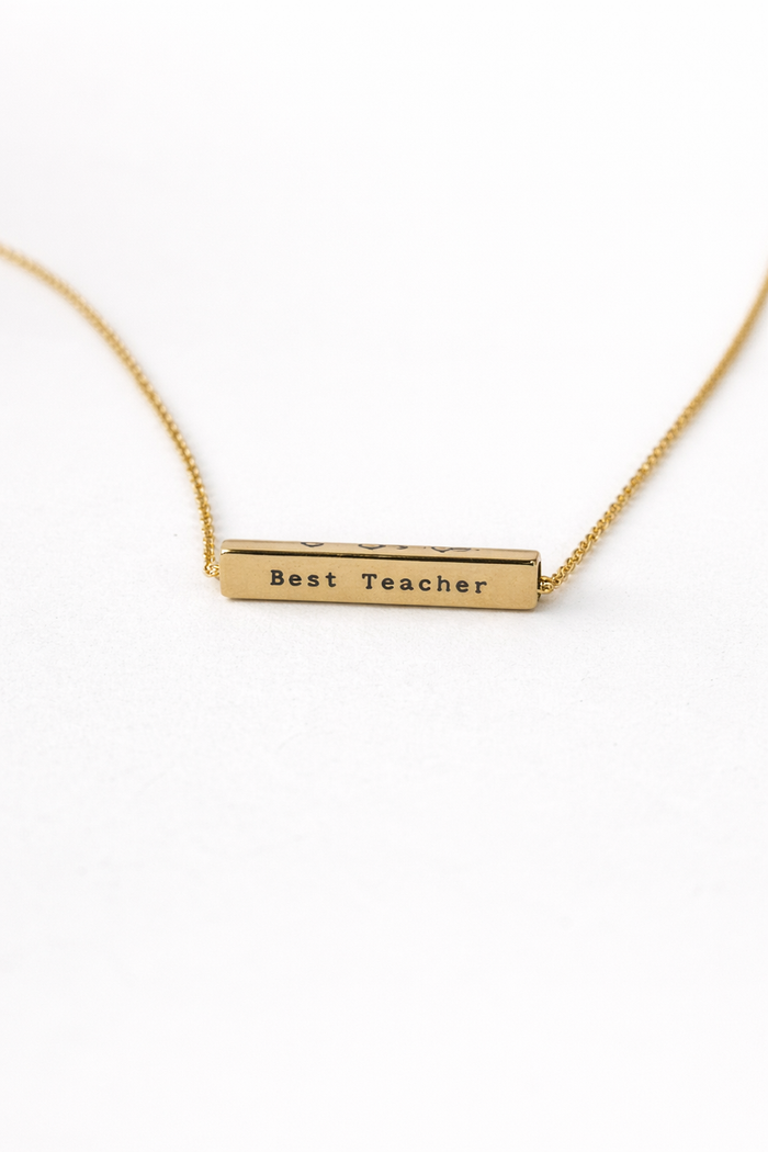 Teacher Personalized Necklace Gold Bar | Appreciation Gift | Jewelry | Teach Love Inspire | Mentor Gift - Wynwood Shop