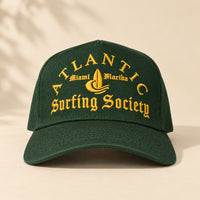Atlantic Surfing Society Green Snapback Cap