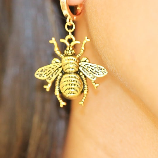 The Bee Hoop Earrings