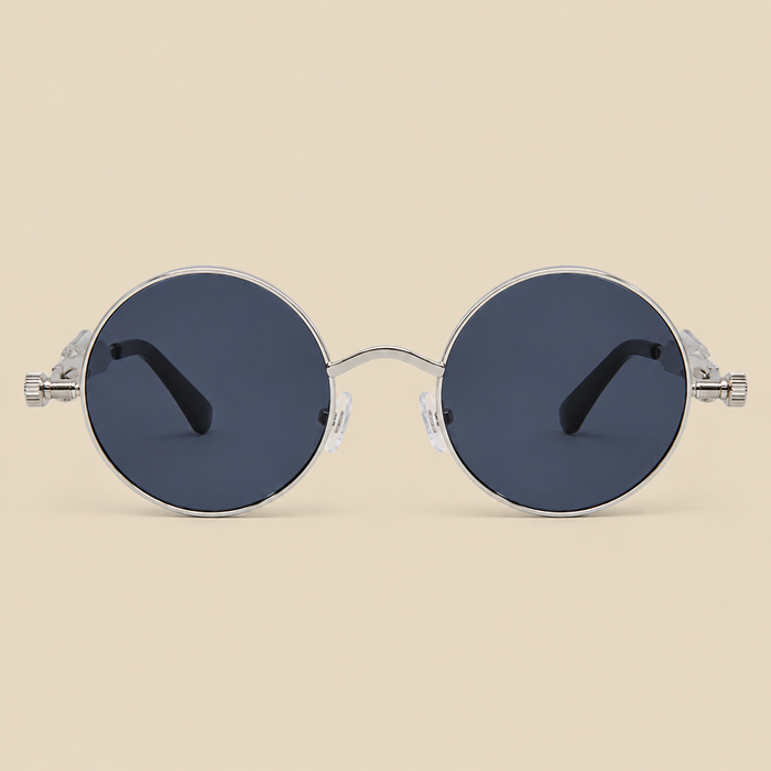 Round Steampunk silver Sunglasses
