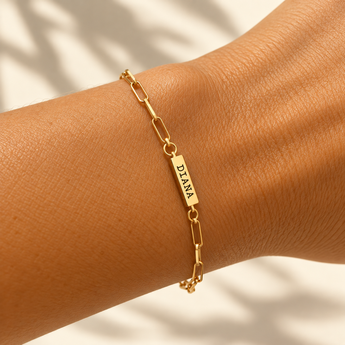 Personalized Gold Bar Bracelet – Custom Engraved Name, Date & Initial Bracelet
