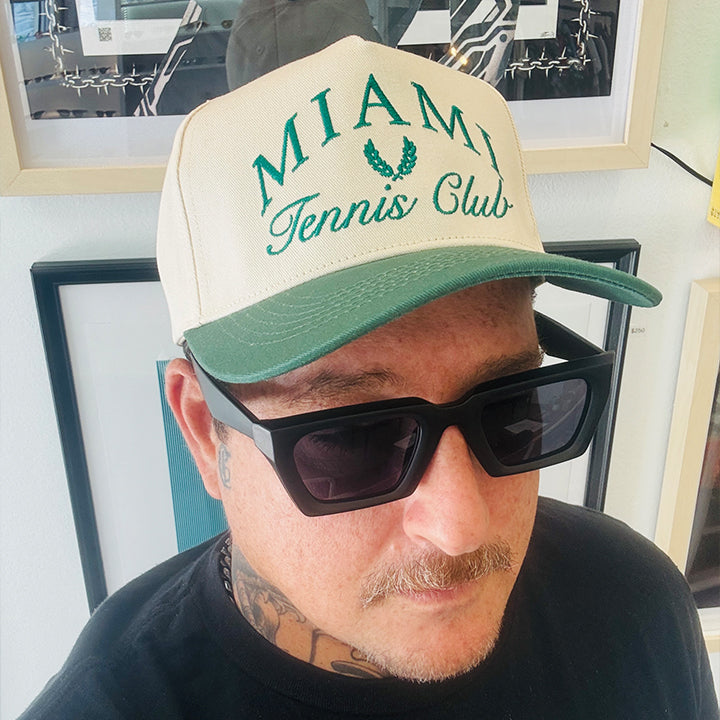 Miami Tennis Club Hat – Retro Green & White Cap | Sporty Vintage Style - Wynwood Shop