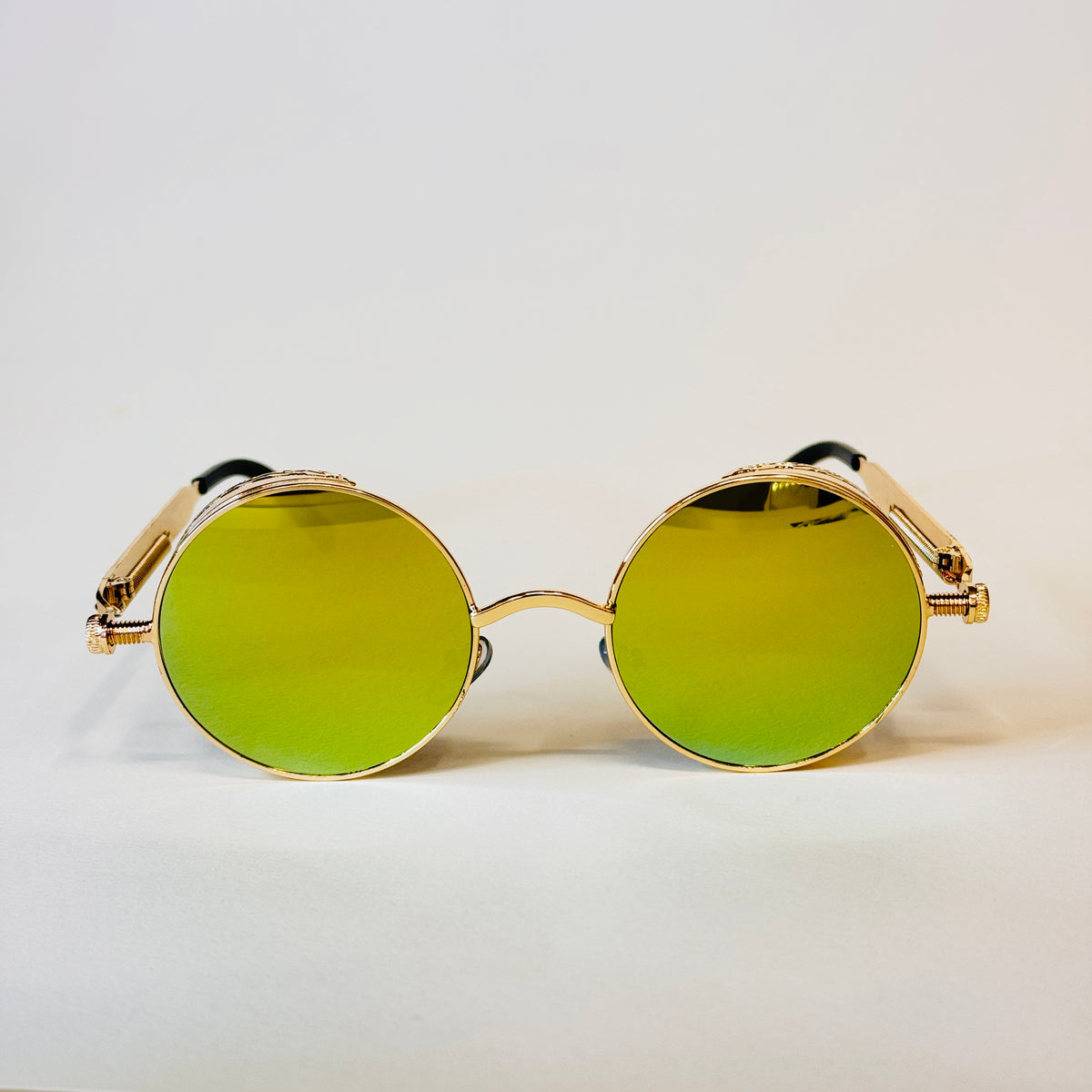 Round Steampunk Mirrored Sunglasses