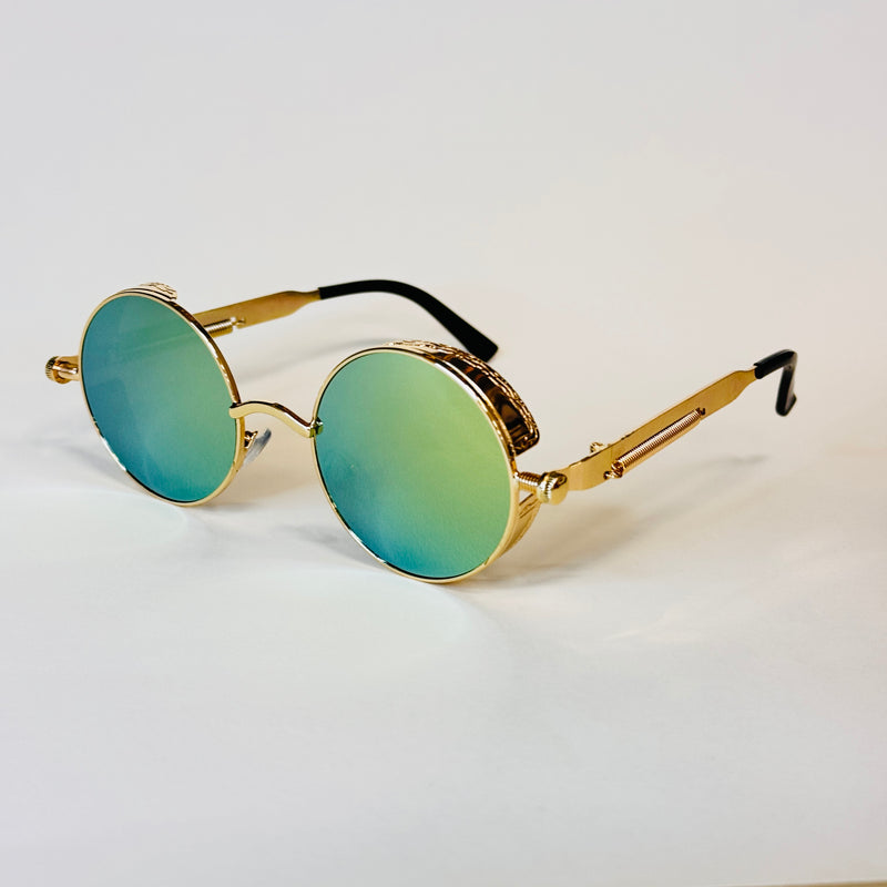 Round Steampunk Mirrored Sunglasses