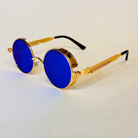 Round Steampunk Mirrored Sunglasses