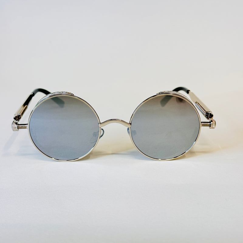 Round Steampunk Mirrored Sunglasses