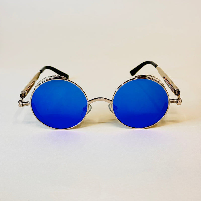 Round Steampunk Mirrored Sunglasses