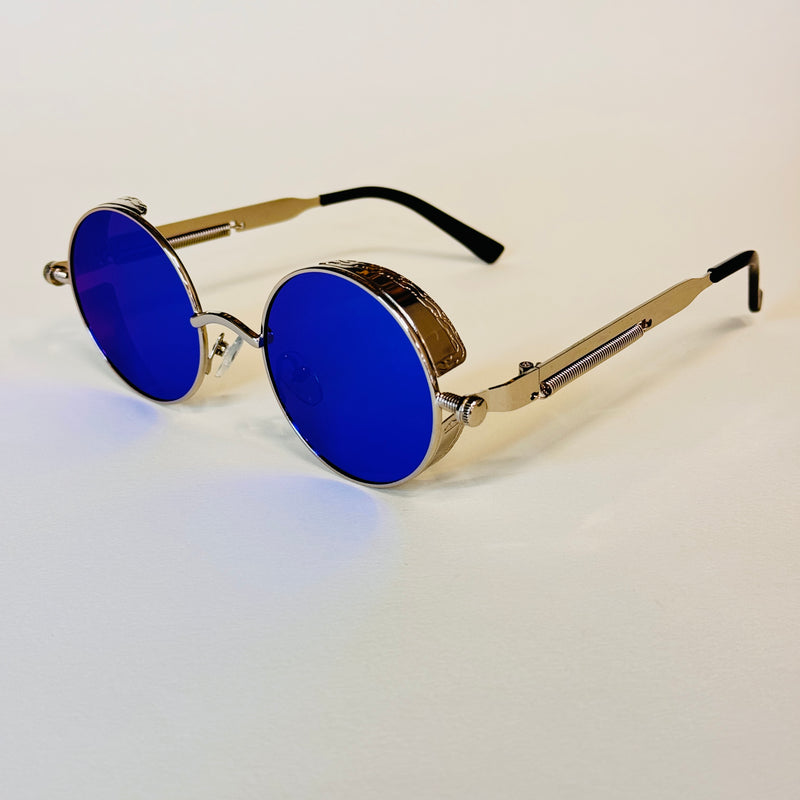 Round Steampunk Mirrored Sunglasses