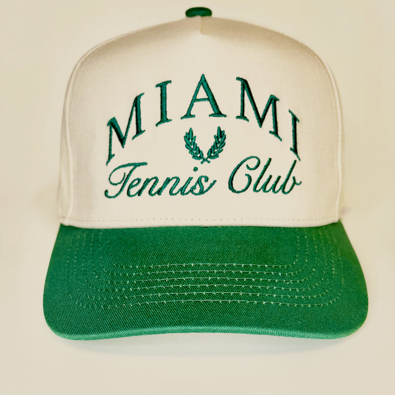 Miami Tennis Club Hat – Retro Green & White Cap | Sporty Vintage Style