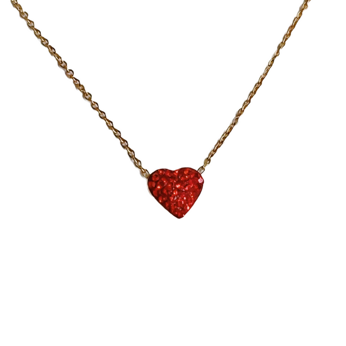 Dainty Red Zirconia Heart Necklace - Mother's Day - Wynwood Shop