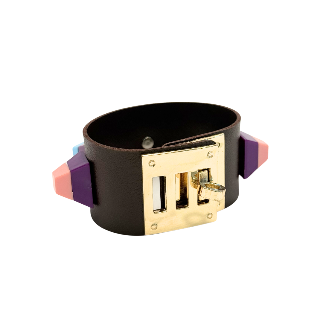 Rivet Leather Cuff Bracelet Black