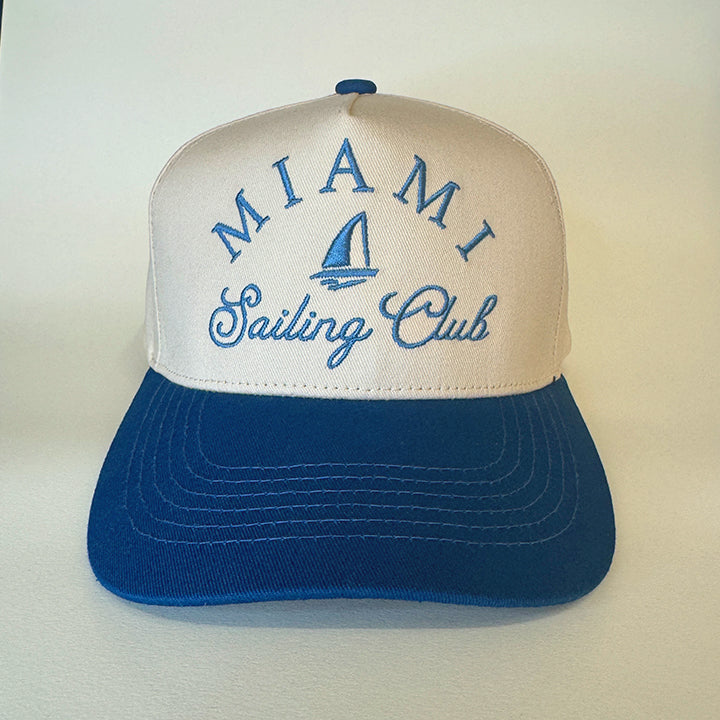 Miami Sailing Club Hat – Retro Blue & Creme Cap | Classic Vintage Style - Wynwood Shop