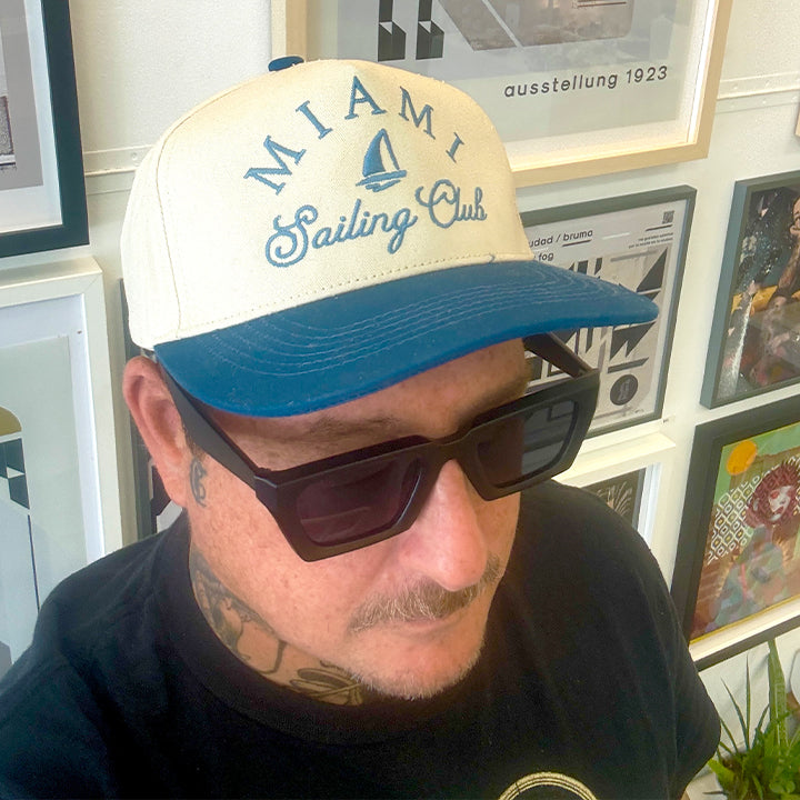 Miami Sailing Club Hat – Retro Blue & Creme Cap | Classic Vintage Style - Wynwood Shop