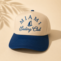 Miami Sailing Club Hat – Retro Blue & Creme Cap | Classic Vintage Style