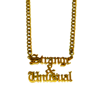 Strange and Unusual Necklace, 14K Gold Plated Stainless Steel, Gothic Beetlejuice Quote Pendant, Unisex Fashion Jewelry - Wynwood Shop