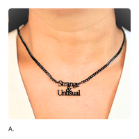 Strange and Unusual Necklace, 14K Gold Plated Stainless Steel, Gothic Beetlejuice Quote Pendant, Unisex Fashion Jewelry - Wynwood Shop