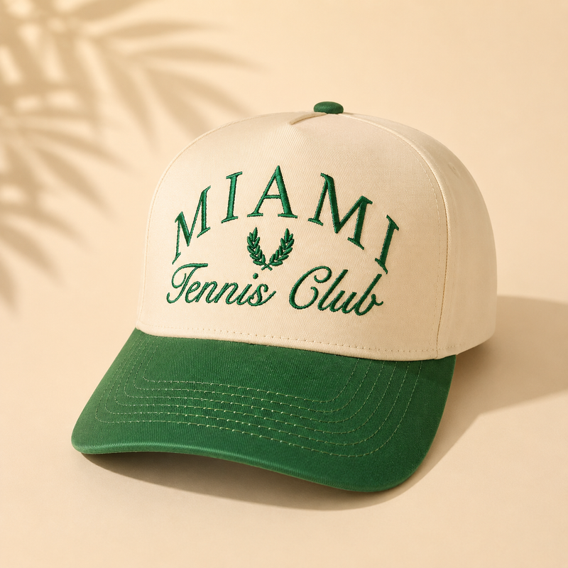 Miami Tennis Club Hat – Retro Green & White Cap | Sporty Vintage Style