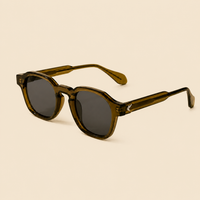 Olive green geometric sunglasses with dark lenses – The Zenith