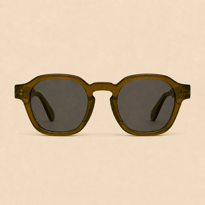 geometric sunglasses Olive green with dark lenses – The Zenith