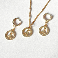 The Peace Sign Charm 14K Platted Jewelry Set ~ Necklace and Earrings