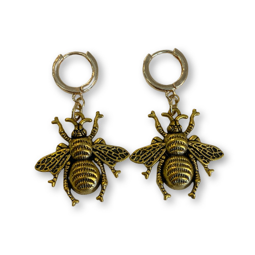 Gold Hoops Bee Earrings - Wynwood Shop