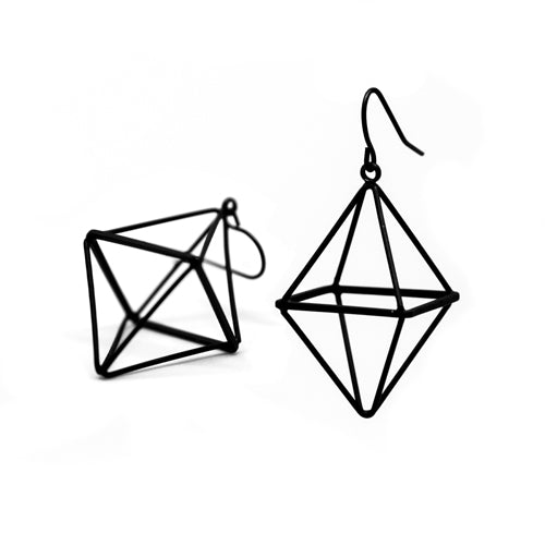 Les boucles d'oreilles géométriques en acier inoxydable noir