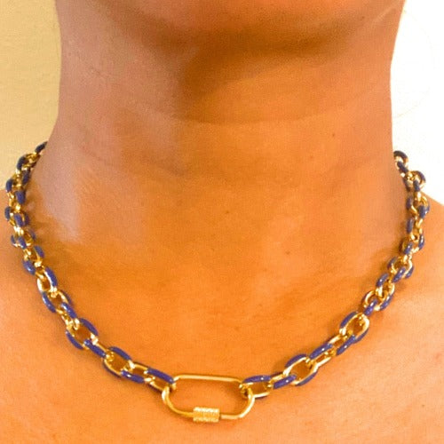 Gold Chunky Chain with Screw Link Clasp 18K Necklace Enamel Color - Wynwood Shop