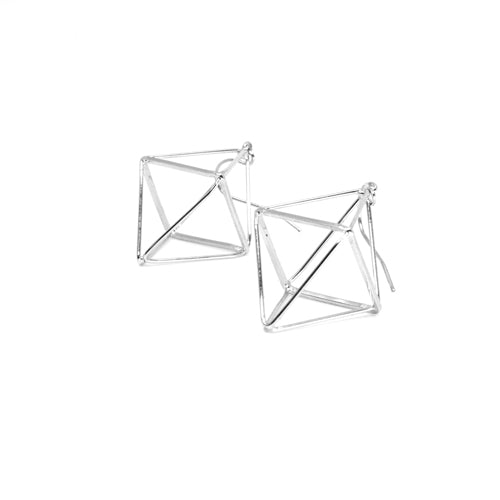 Geometric Silver Diamond Earrings (Small) - Wynwood Shop