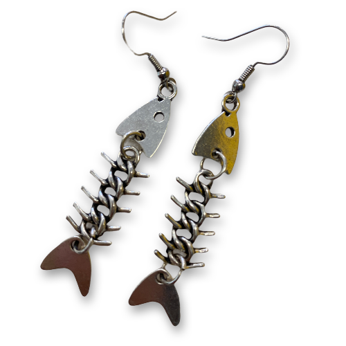 Fishbone Silver Earrings - Wynwood Shop