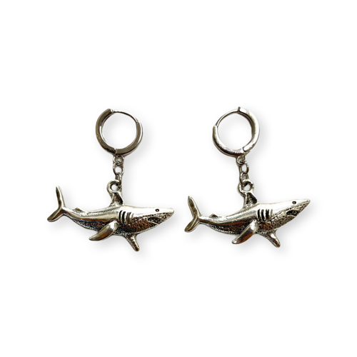 The Silver Shark Earrings