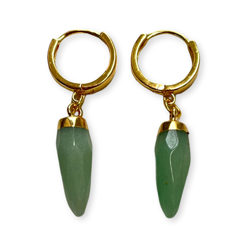 The Jade Stone Hoop Earrings
