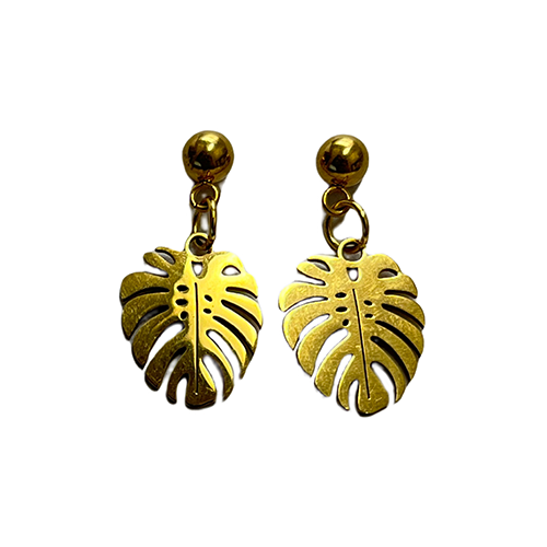 monstera leaf earrings The Monstera Leaf Tropical Earrings