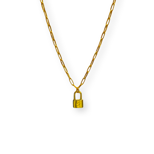 Gold Plated Lock Necklace - Wynwood Shop