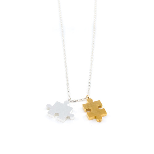 Puzzle Piece Silver Chain Necklace - Wynwood Shop