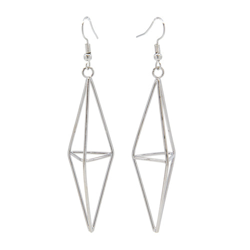 Long Silver Diamond Earrings - Wynwood Shop